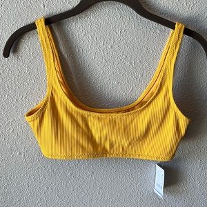 Pacsun LA Hearts yellow ribbed swim top Small